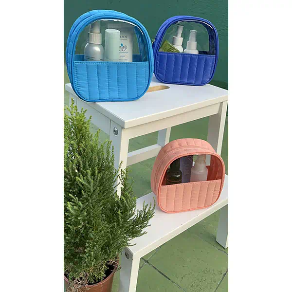 oval cosmetic bag with clear window multi-colored makeup bag_2